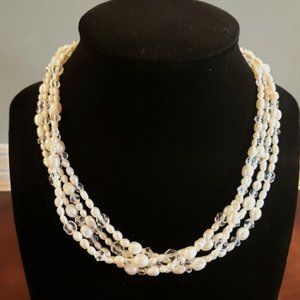 Pearl & Crystal Rope Necklace